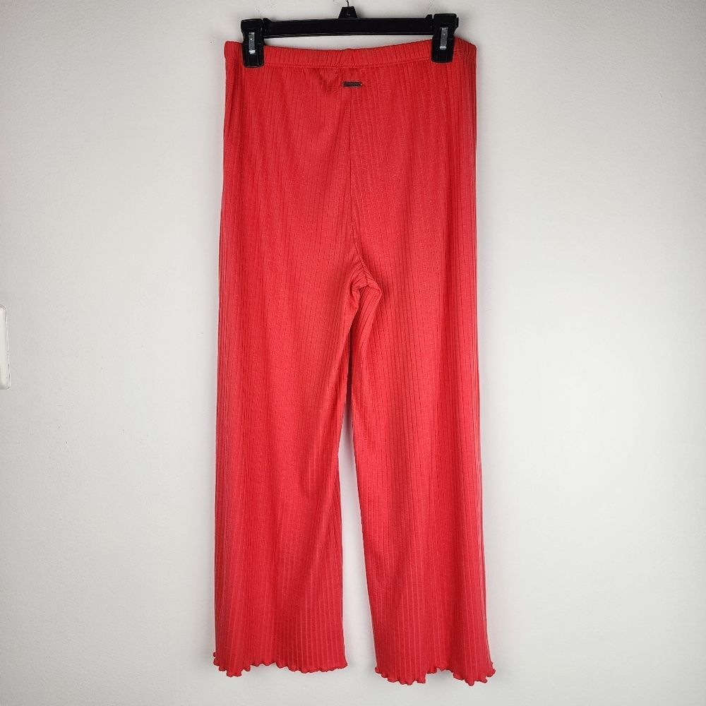 Billabong Easy Waves Pants Ribbed Wide Leg Cropped Red Coral Size L - Picture 5 of 14